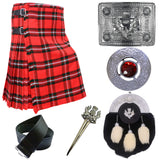 Scottish Kilts For Men - 6 pieces full Kilt outfit Set stone brooch- Tartan Kilt Highland Wear, Leather Sporran Kilt Belt And Buckle, Traditional Kilt Outfit