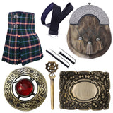 Men's Scottish Kilts 6 pieces Set-Traditional Highland Wear Full dress kilt outfits , Leather Sporran Kilt Belt with Buckle , Traditional premium Kilt Outfit