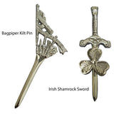 Bagpiper Kilt Pin-Irish Shamrock Sword