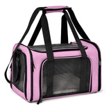 Portable Pet Carrier Bag, Top Opening, Removable Mat and Breathable Mesh, Airline Approved Pet Carrier Foldable Transport Carrier for Dogs and Cats, with Shoulder Strap and Pet Bowl